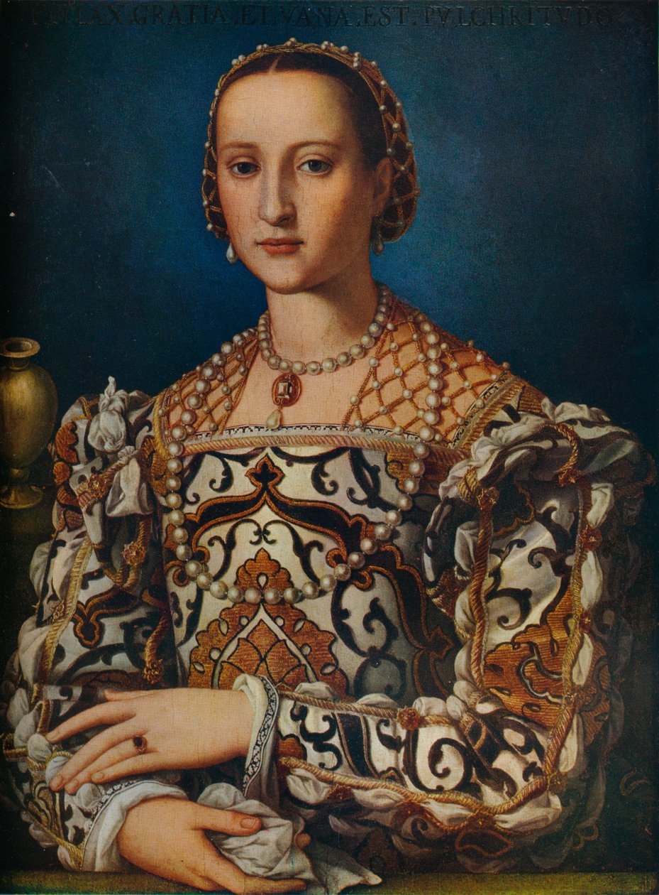 Tolnay Klári káprázatos jelmezét Bárdy Margit Toledói Eleonóra firenzei hercegné portréjáról mintázta.